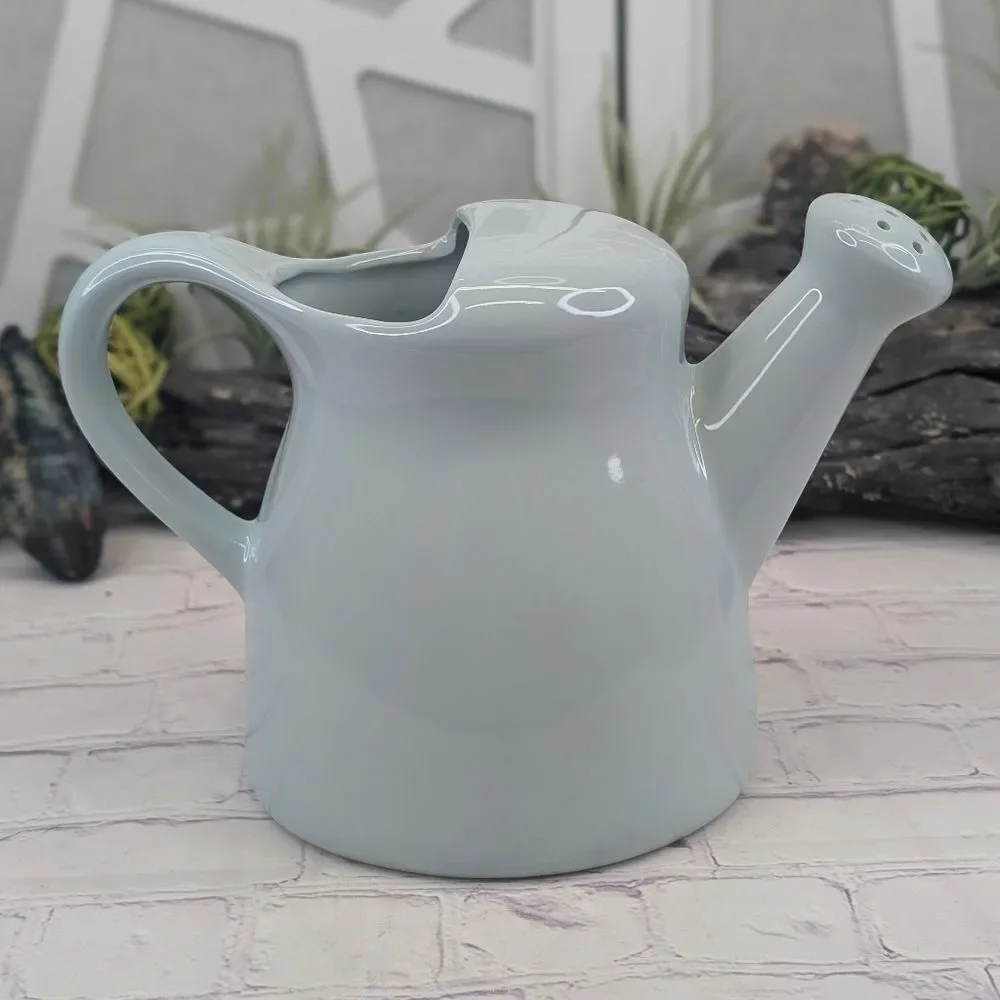 Rae Dunn SHOWER Baby Blue Ceramic Watering Pitcher Jug